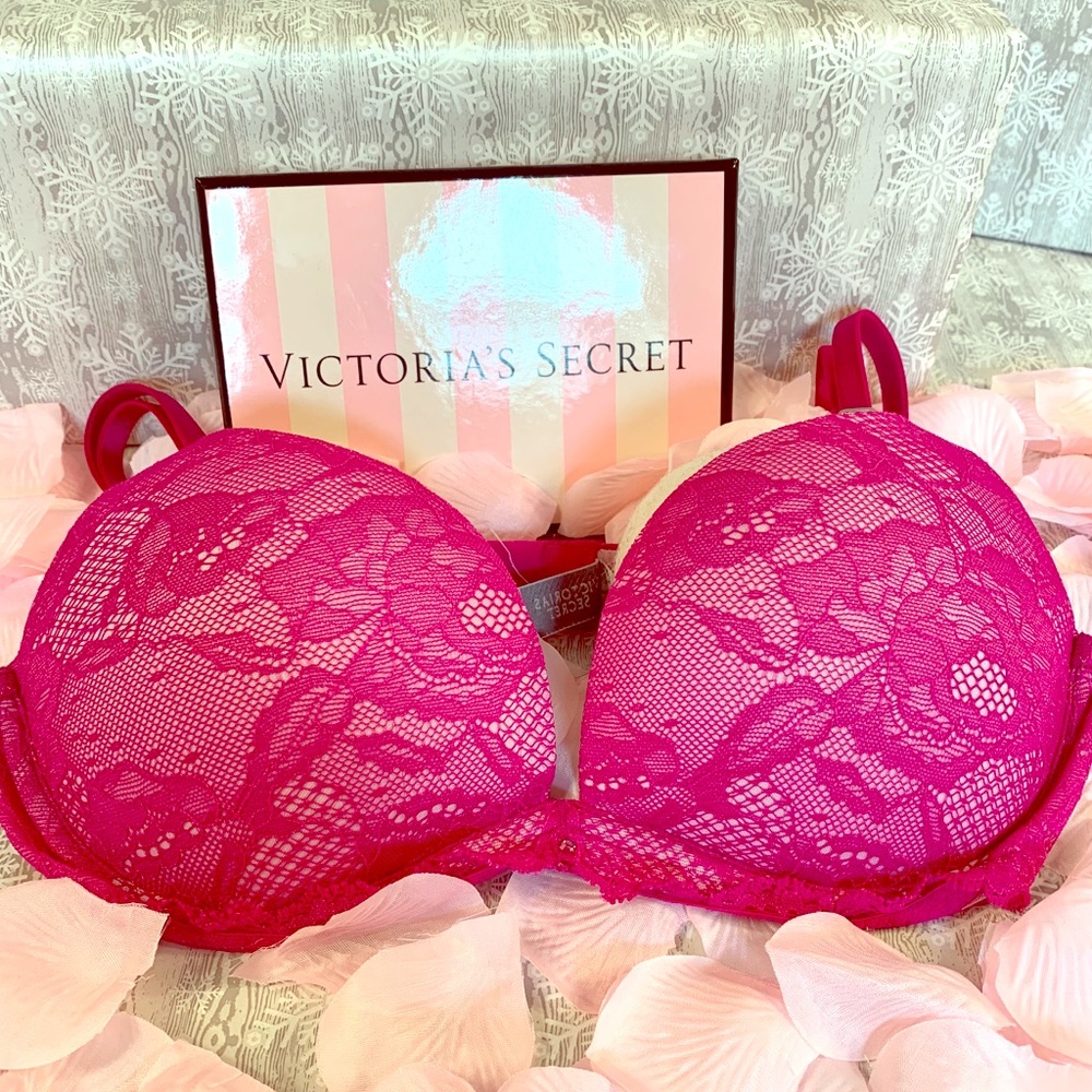 VS HOT PINK LACE BIOFIT PUSH-UP 34B